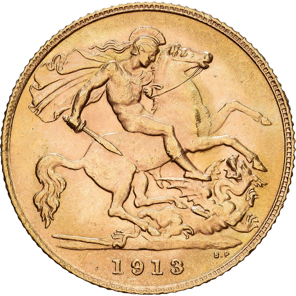 Gran Bretagna, George V, 1/2 Sovereign, 1913, SPL-, Oro, KM:819