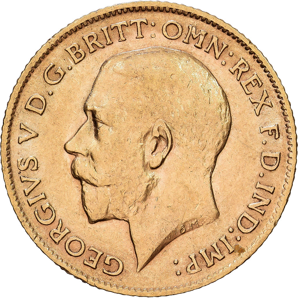 GREAT BRITAIN, 1/2 Sovereign, 1911, KM #819, AU(55-58), Gold, 3.98