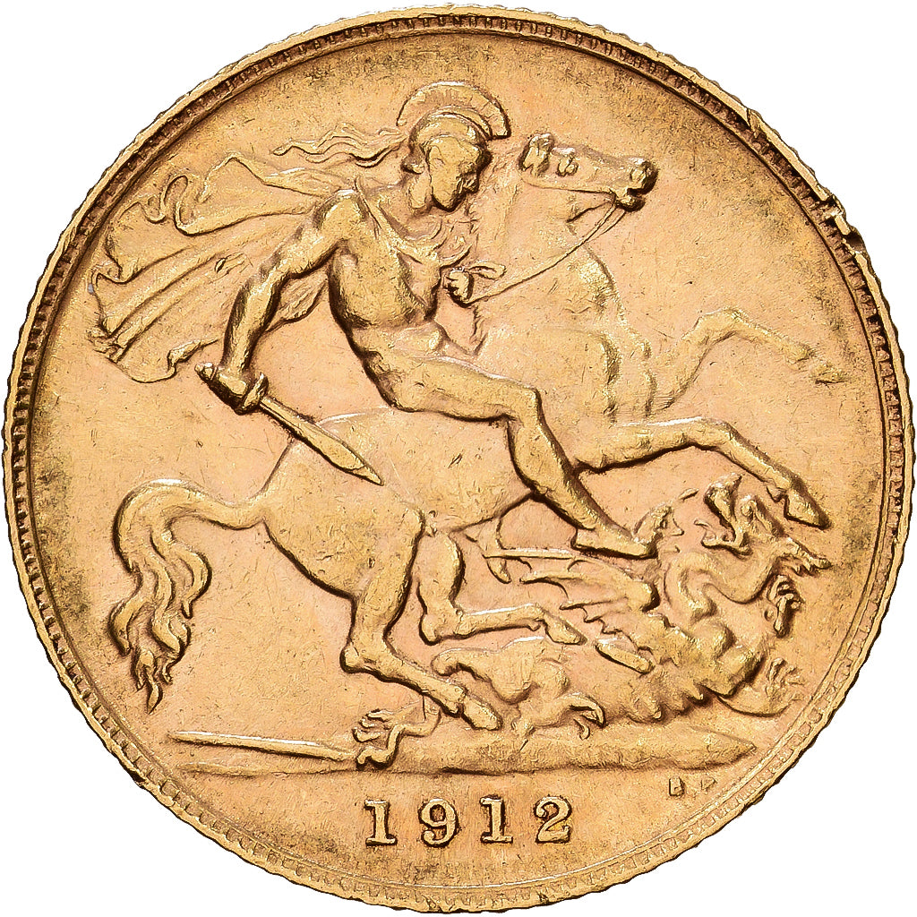 Grande-Bretagne, George V, 1/2 Souverain, 1912, KM 819