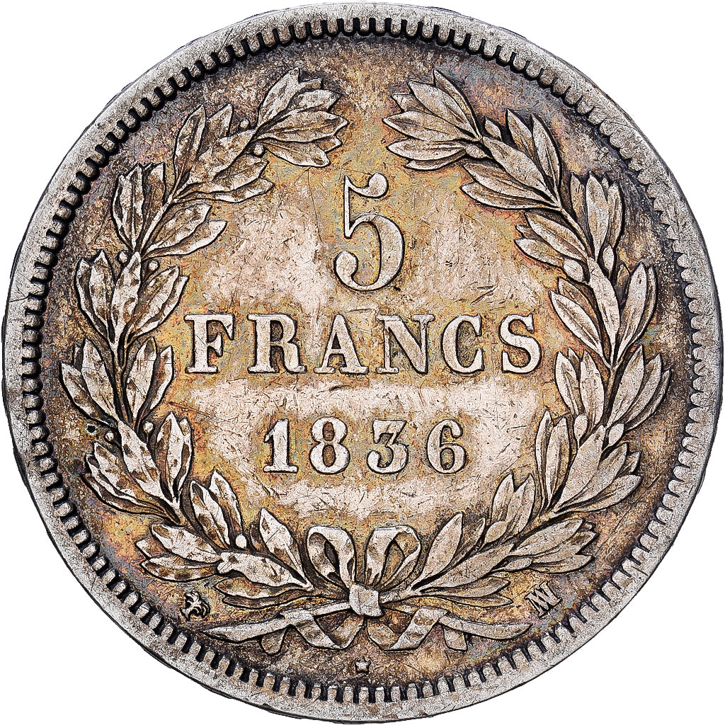 Frankreich, 5 Francs, Louis-Philippe, 1836, Marseilles, Silber, SS, Gadoury:678