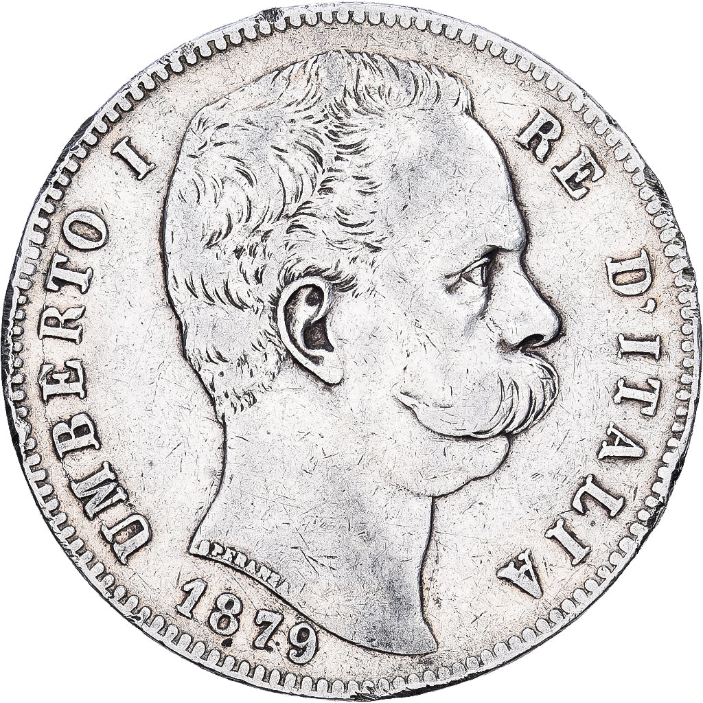 Italy, Umberto I, 5 Lire, 1879, Rome, VF(30-35), Silver, KM:20