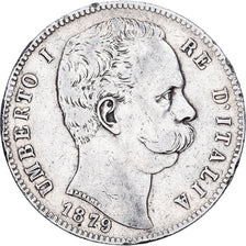Italy, Umberto I, 5 Lire, 1879, Rome, VF(30-35), Silver, KM:20
