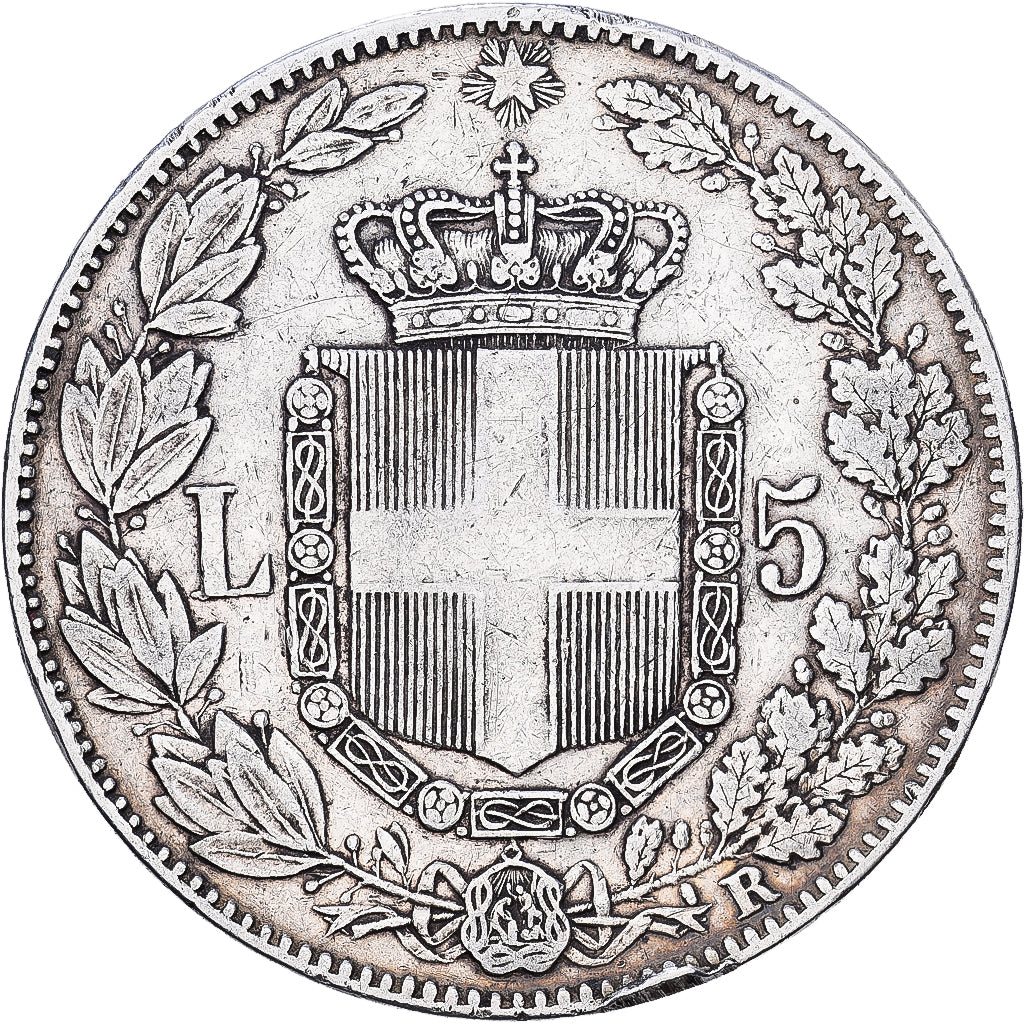 Italy, Umberto I, 5 Lire, 1879, Rome, VF(30-35), Silver, KM:20