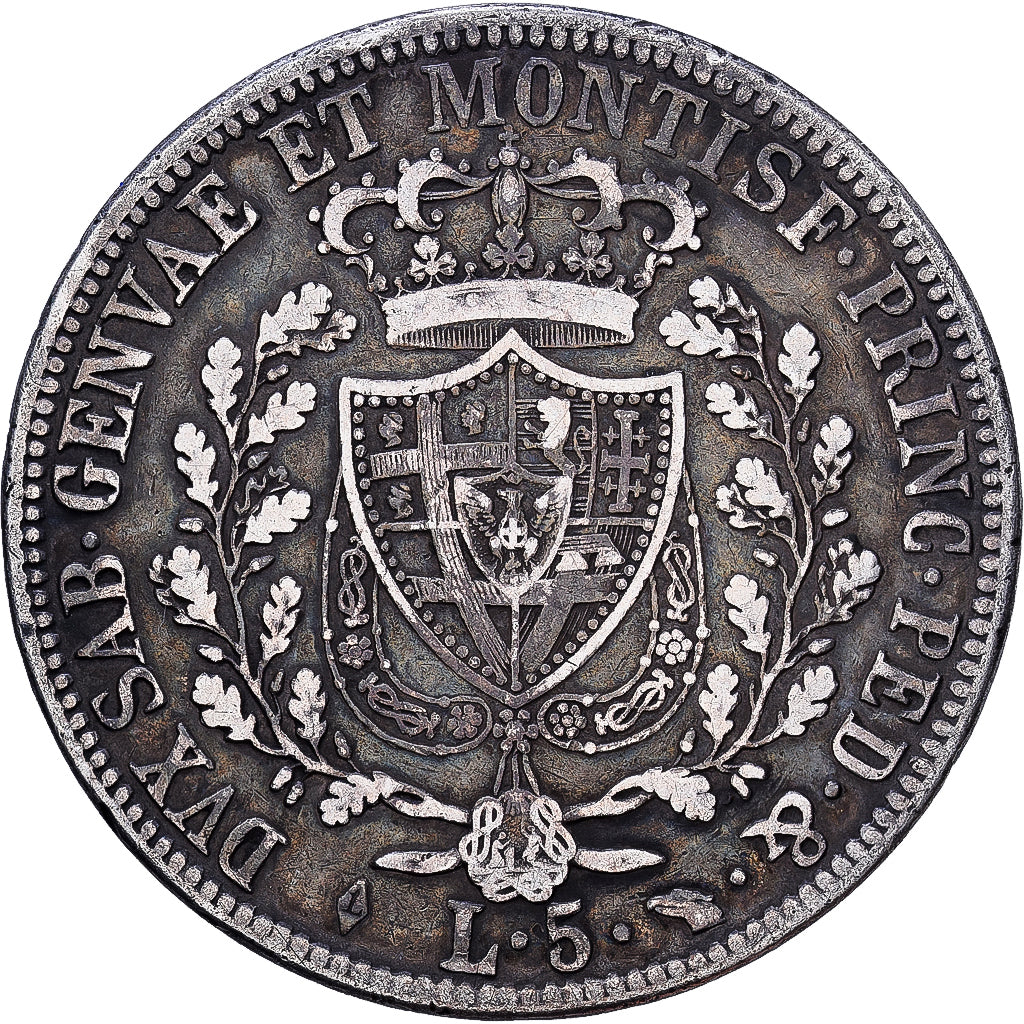 Coin, ITALIAN STATES, SARDINIA, Carlo Felice, 5 Lire, 1825, Torino, VF(30-35)