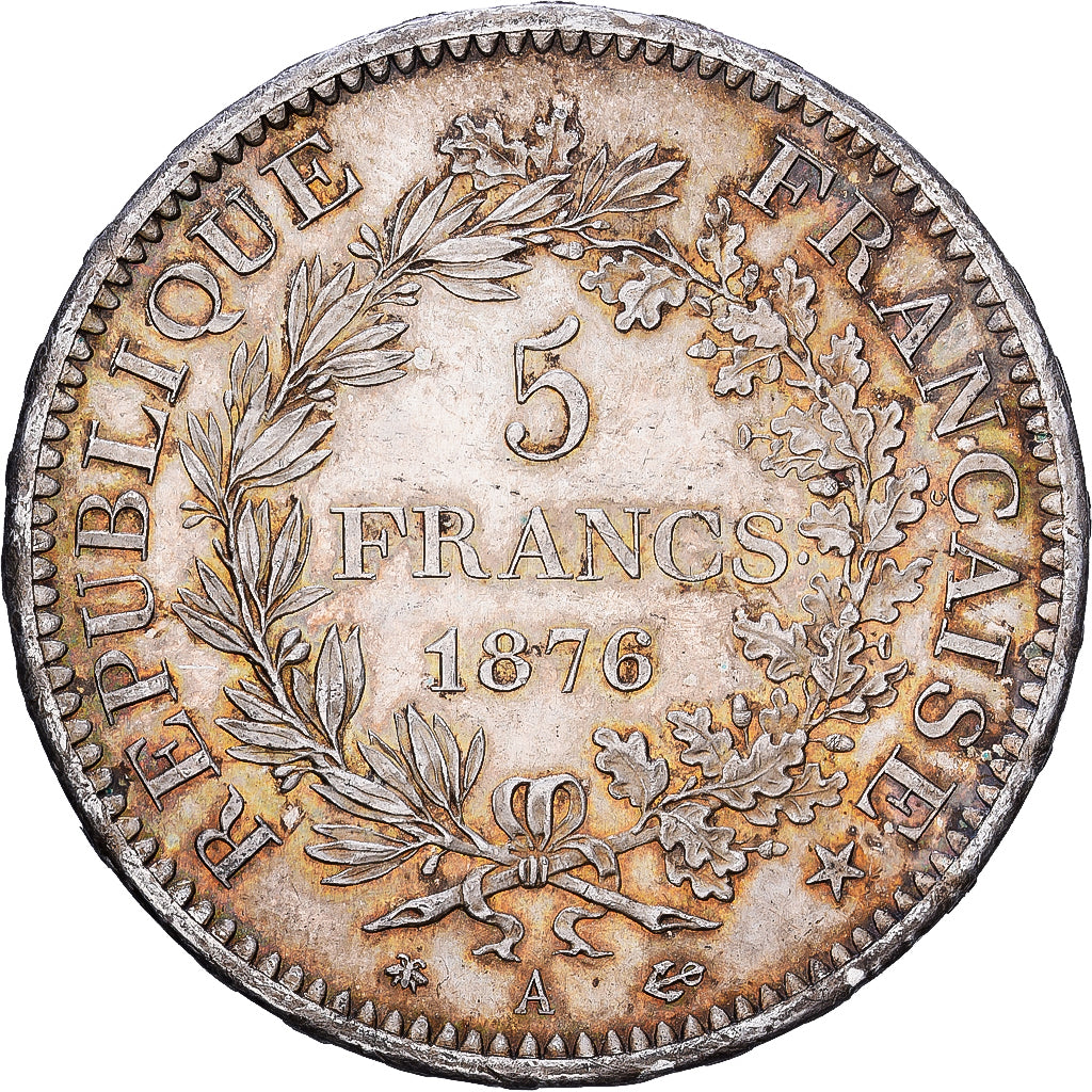 Moneda, Francia, Hercule, 5 Francs, 1876, Paris, MBC+, Plata, KM:820.1