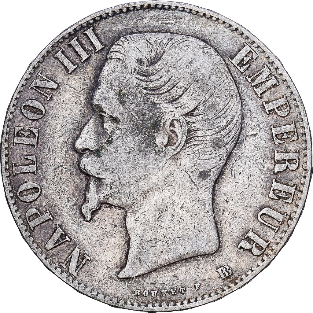 Coin, France, Napoleon III, 5 Francs, 1855, Strasbourg, VF(20-25), Silver