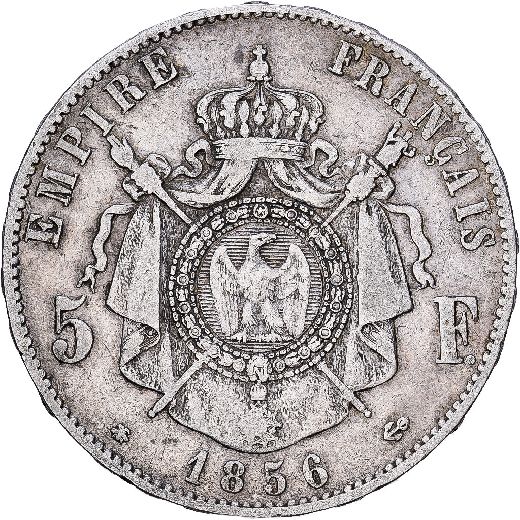 Münze, Frankreich, Napoleon III, Napoléon III, 5 Francs, 1856, Strasbourg, S+