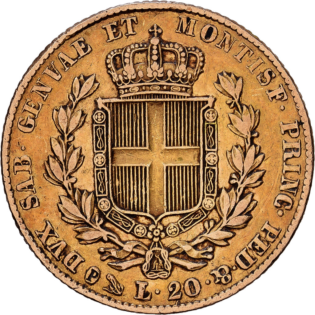 Italie, Sardaigne, 20 Lire, 1834, Turin, Or, KM:131.1
