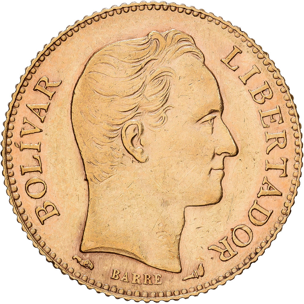 Venezuela, Gr 6.4516, 20 Bolivares, 1910, Gold, EF(40-45), KM:32