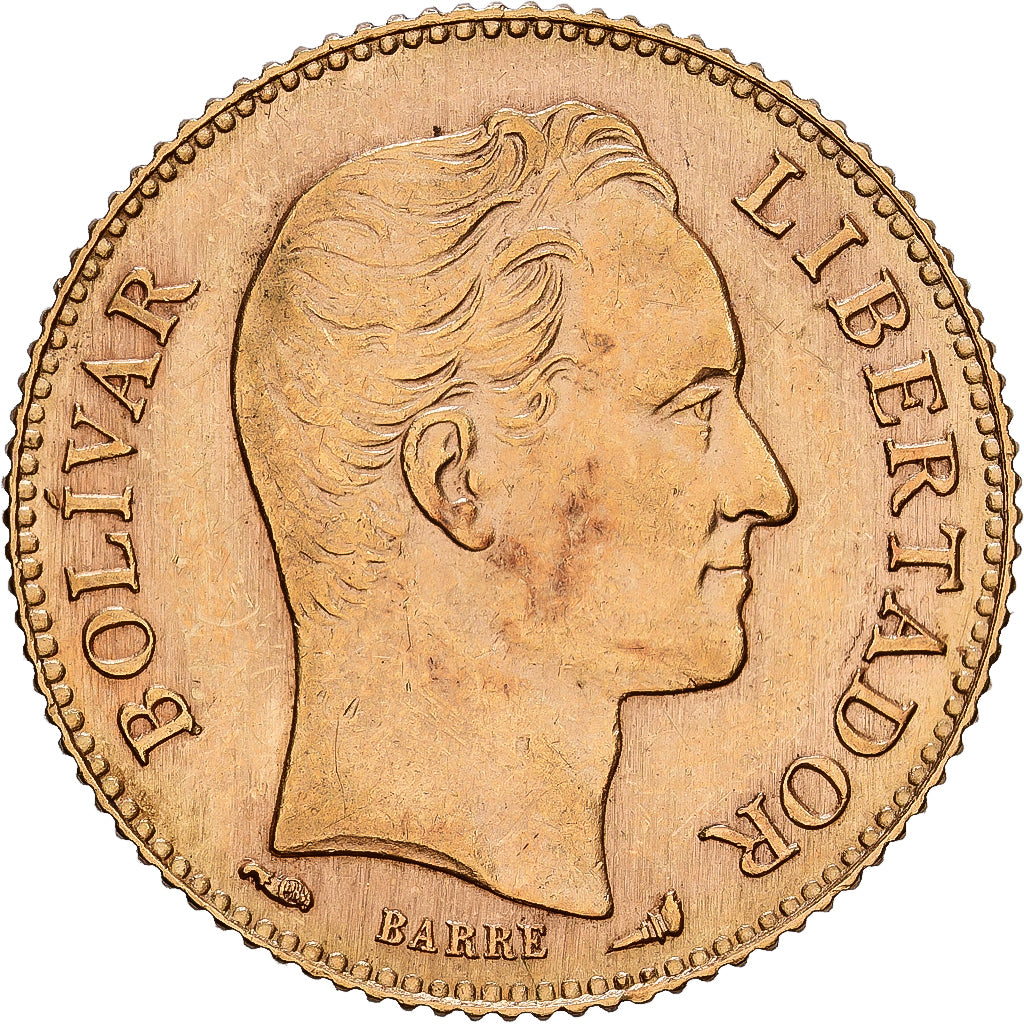 Coin, Venezuela, Gr 6.4516, 20 Bolivares, 1911, AU(55-58), Gold, KM:32