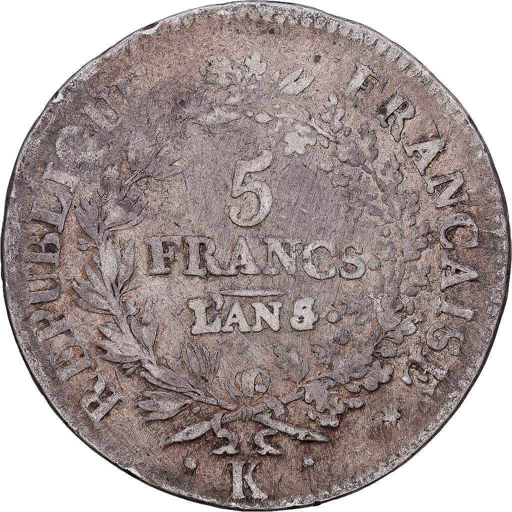 Coin, France, Union et Force, 5 Francs, an 5/4, Bordeaux, VF(30-35), Silver