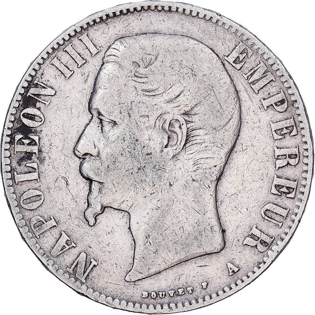Frankreich, Napoleon III, 5 Francs, 1855, Paris, main ancre, Silber, S