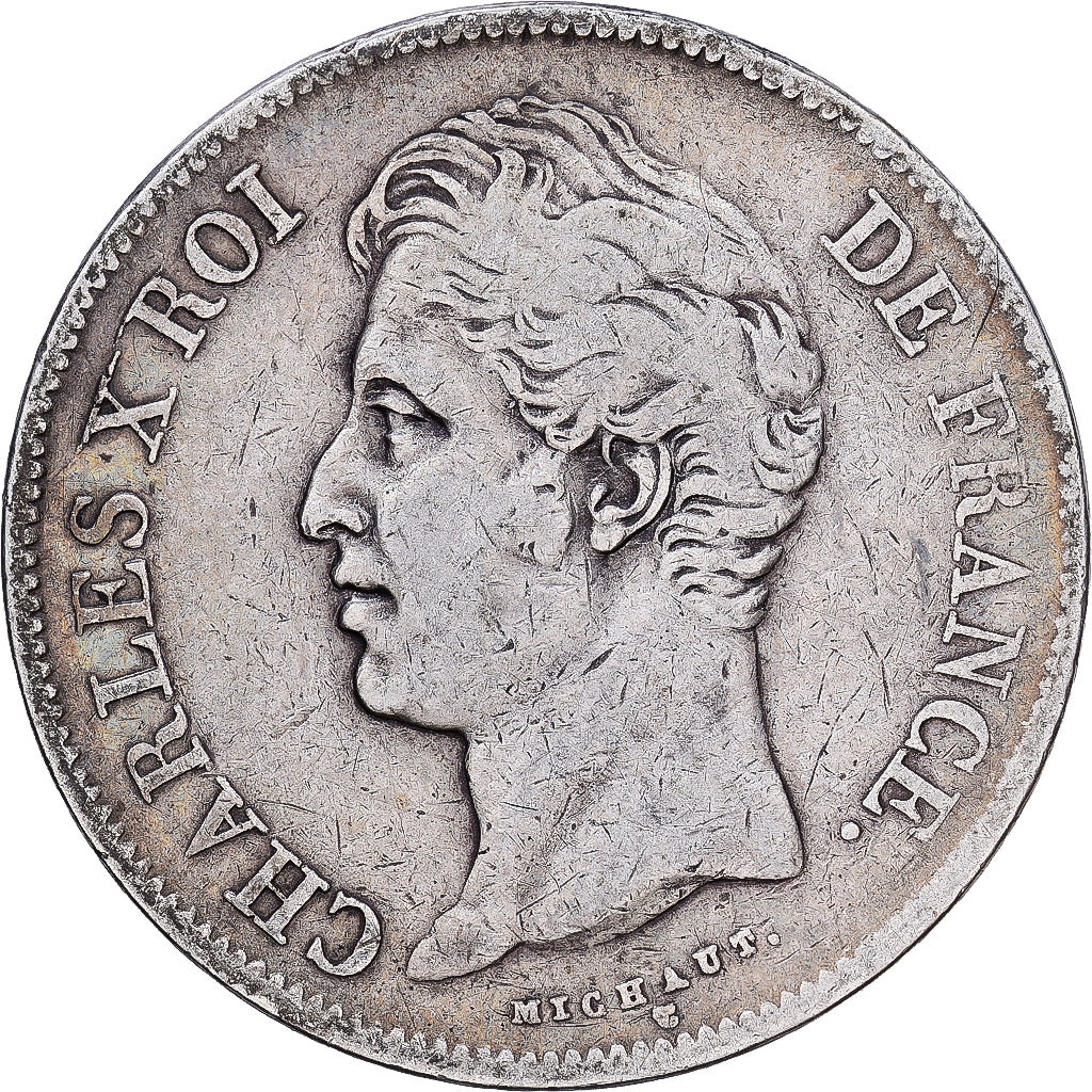 France, Charles X, 5 Francs, 1827, Bayonne, Silver, VF(30-35), Gadoury:644