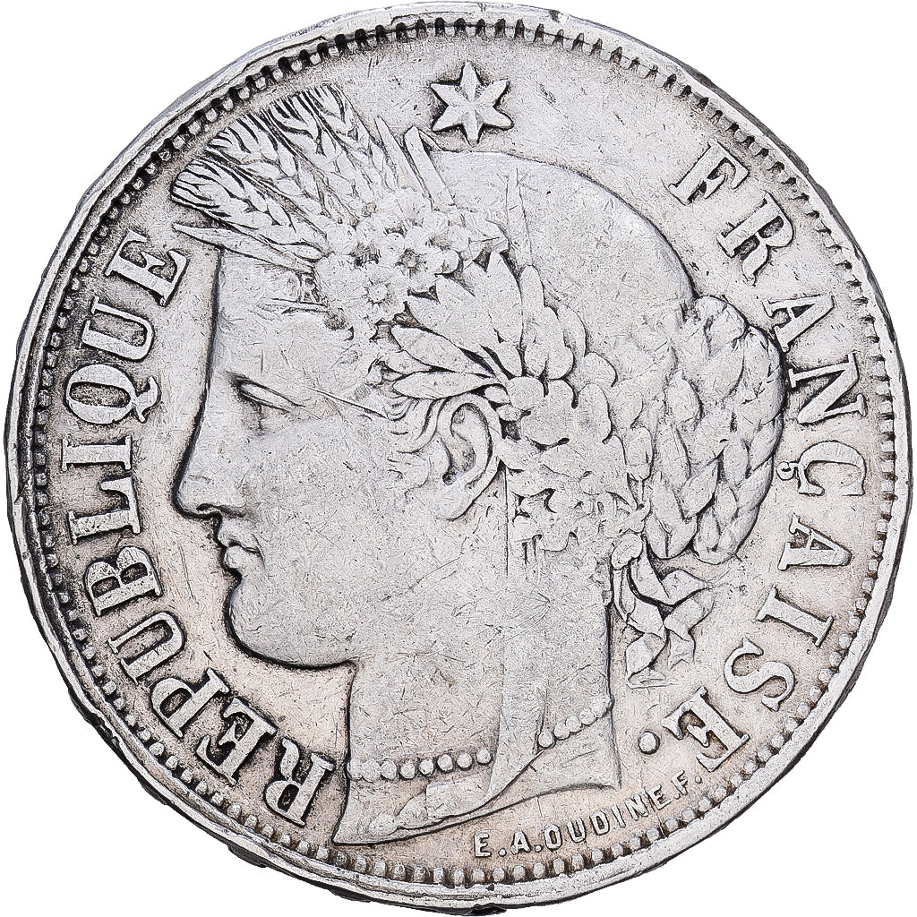 France, Cérès, 5 Francs, 1870, Bordeaux, VF(20-25), Silver, KM:818.2