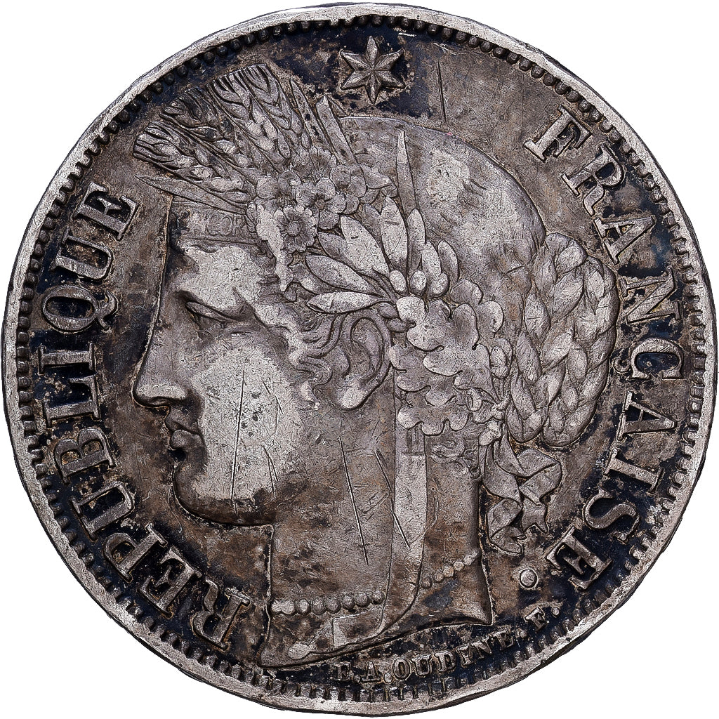 França, 5 Francs, Cérès, 1850, Paris, Prata, VF(30-35), KM:761.1