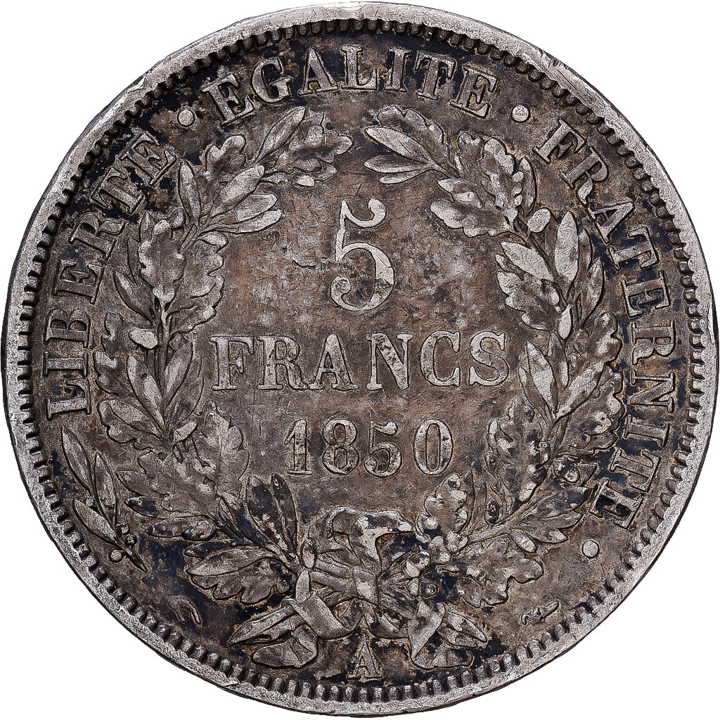 França, 5 Francs, Cérès, 1850, Paris, Prata, VF(30-35), KM:761.1