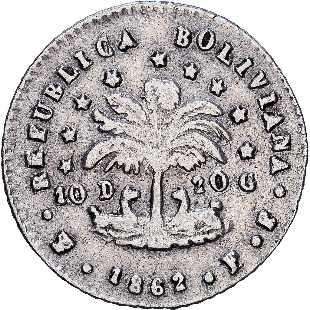 Bolivia, 1/2 Sol, 1862, Potosi, Zilver, ZF, KM:133.2