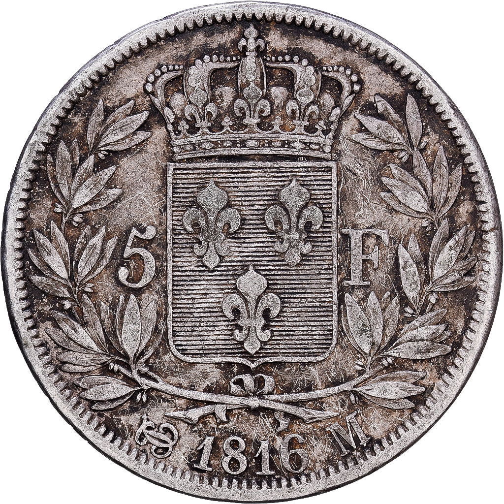 Monnaie, France, Louis XVIII, 5 Francs, 1816, Toulouse, TB+, Argent