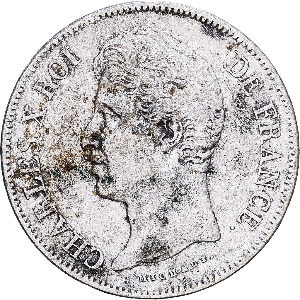 Francia, Charles X, 5 Francs, 1828, Paris, MB+, Argento, KM:728.1, Gadoury:644