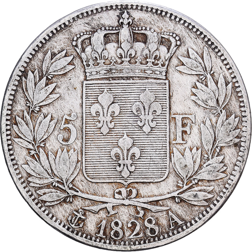 Francia, Charles X, 5 Francs, 1828, Paris, MB+, Argento, KM:728.1, Gadoury:644