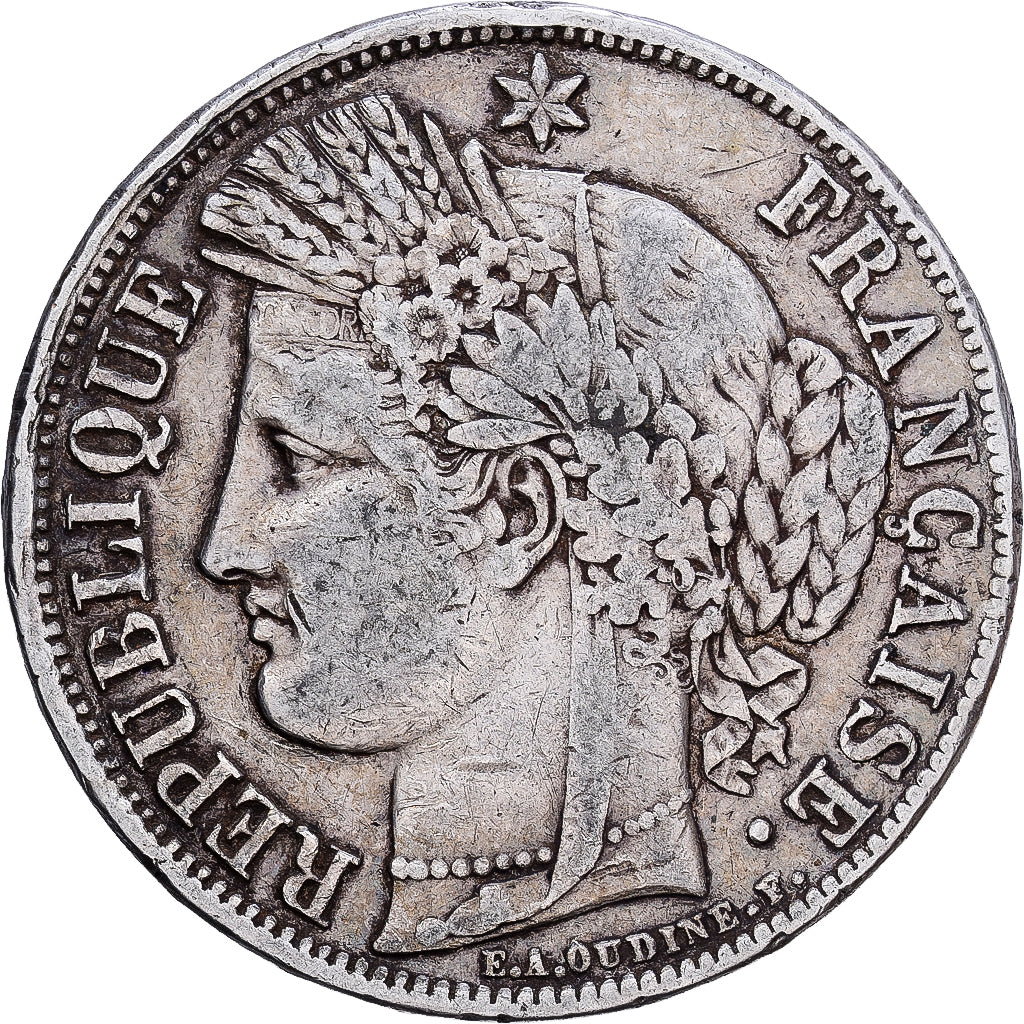 Frankreich, Cérès, 5 Francs, 1850, Paris, S+, Silber, KM:761.1, Gadoury:719