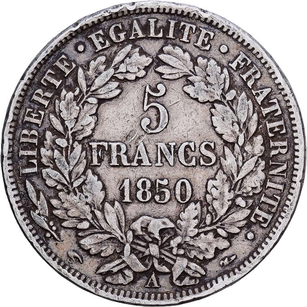 Frankreich, Cérès, 5 Francs, 1850, Paris, S+, Silber, KM:761.1, Gadoury:719