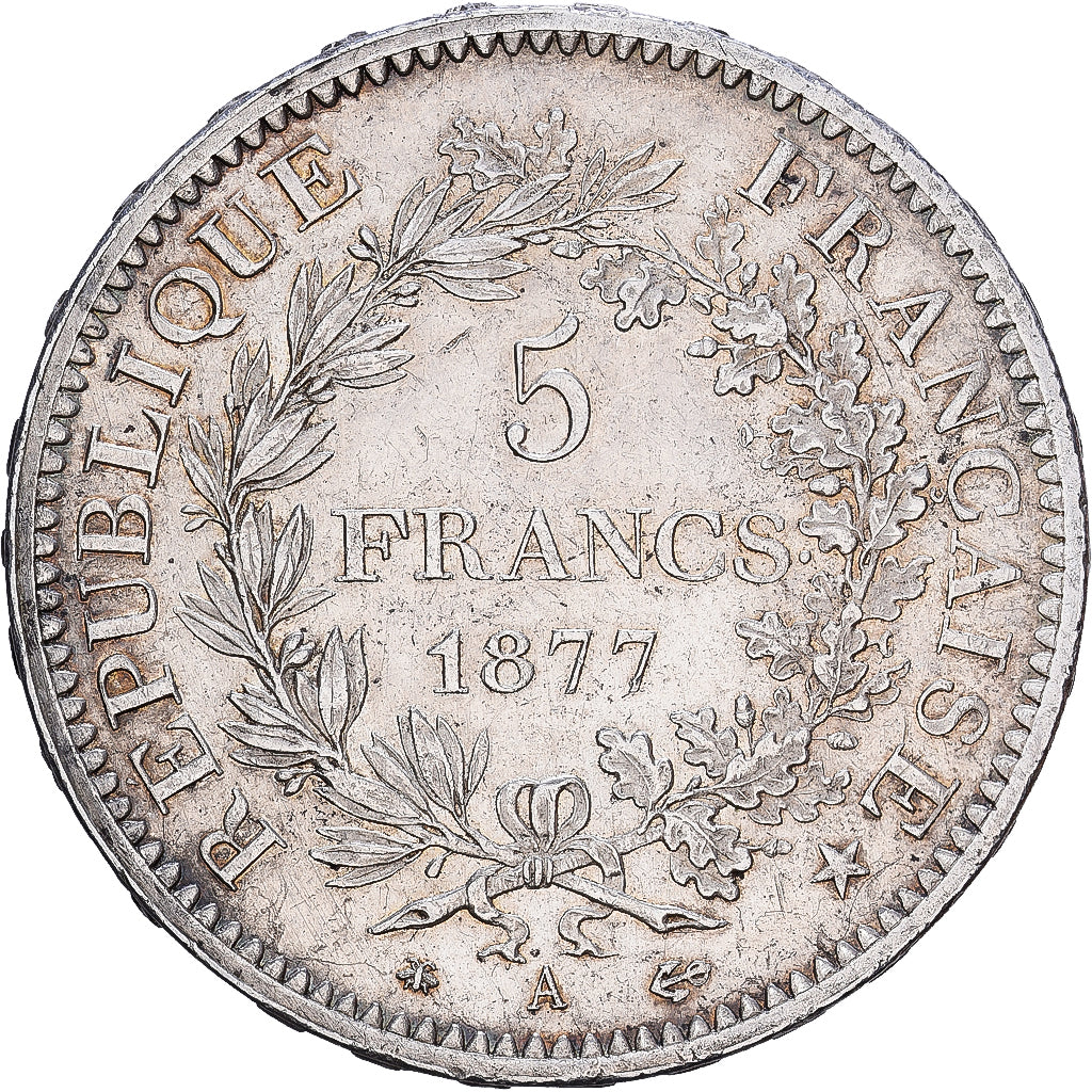 Coin, France, Hercule, 5 Francs, 1877, Paris, AU(55-58), Silver, KM:820.1