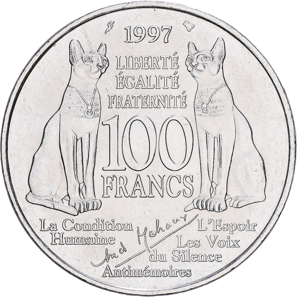 France, 100 Francs, 1997, MDP, ANDRÉ MALRAUX, Silver, MS(60-62), Gadoury:954