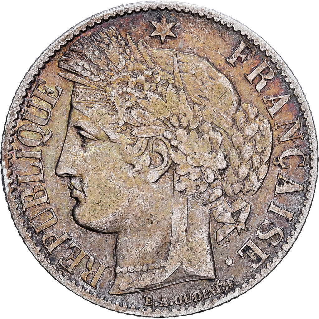 Moneta, Francia, Cérès, Franc, 1871, Paris, BB+, Argento, KM:822.1