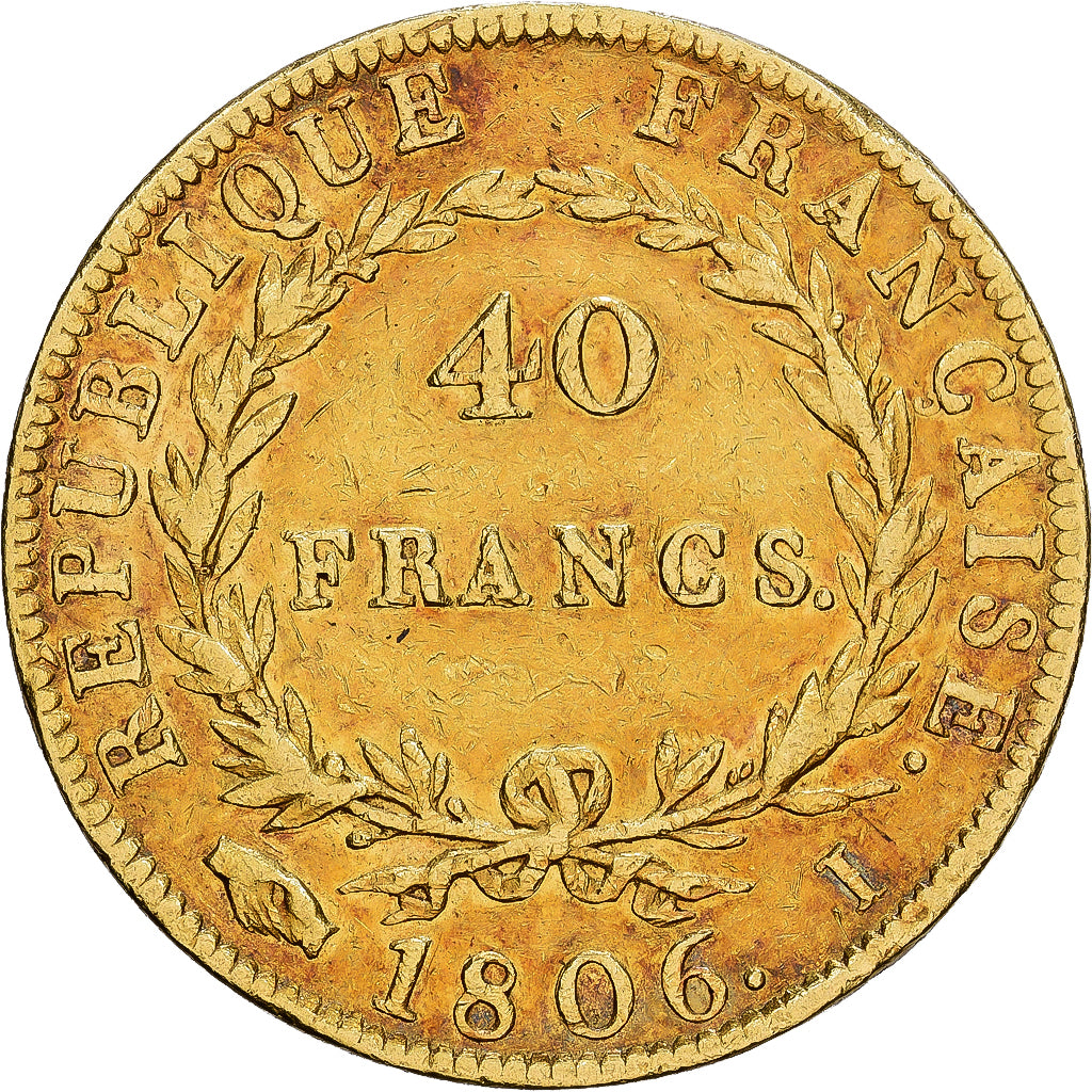 FRANCE, Napoléon I, 40 Francs, 1806, Limoges, KM #675.3, EF(40-45), Gold, Gadour