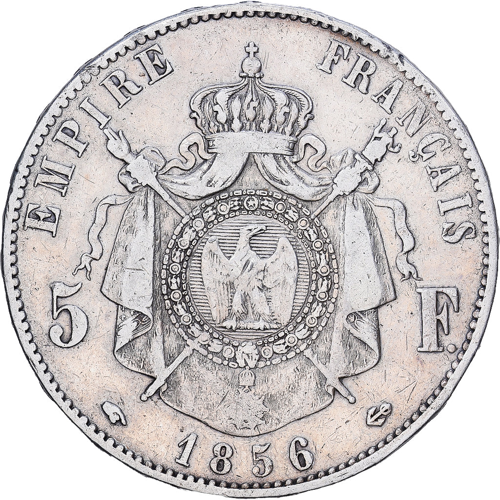 Francia, 5 Francs, Napoléon III, 1856, Paris, Plata, MBC, Gadoury:734, KM:782.1