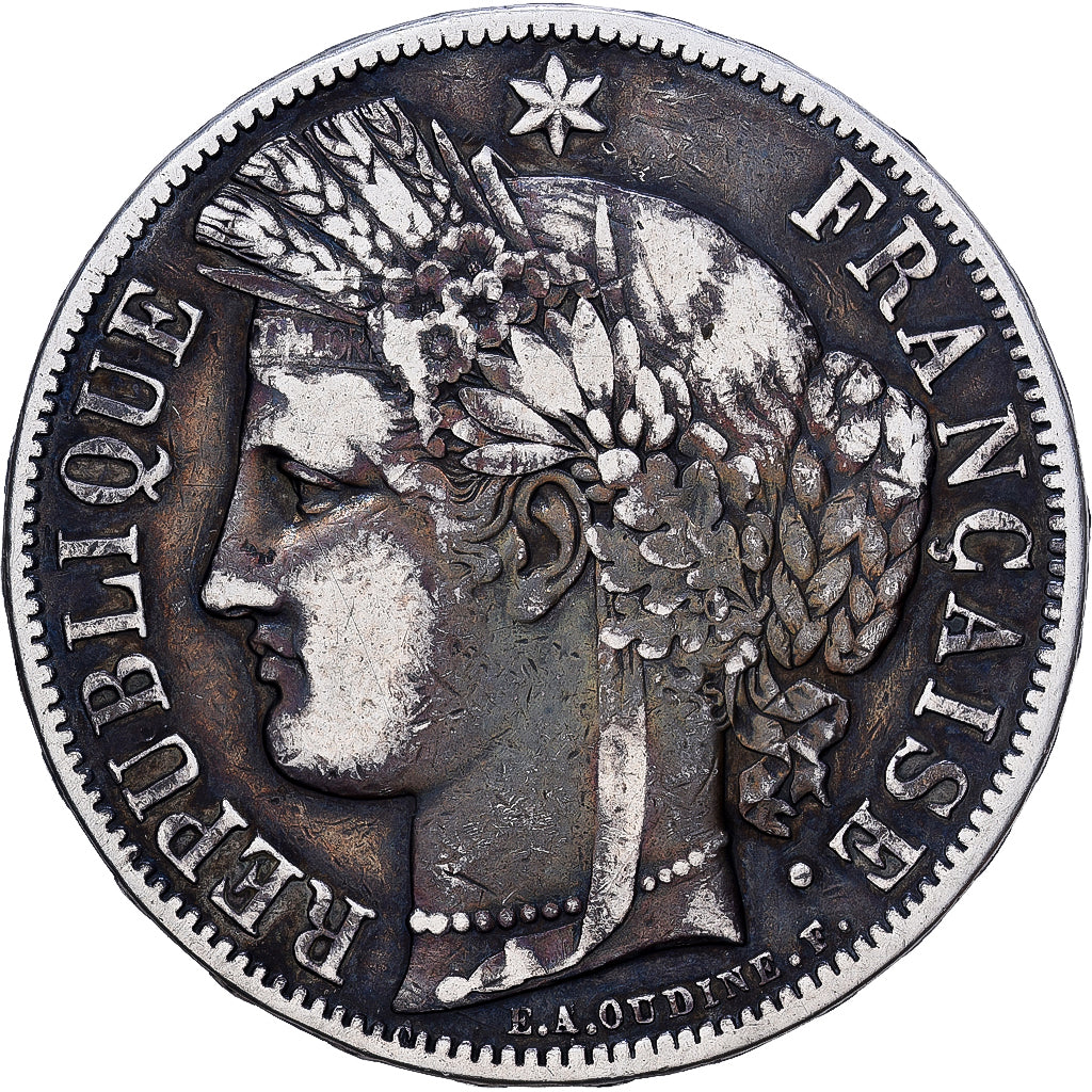 France, Cérès, 5 Francs, 1870, Paris, VF(30-35), Silver, KM:818.1, Gadoury:742