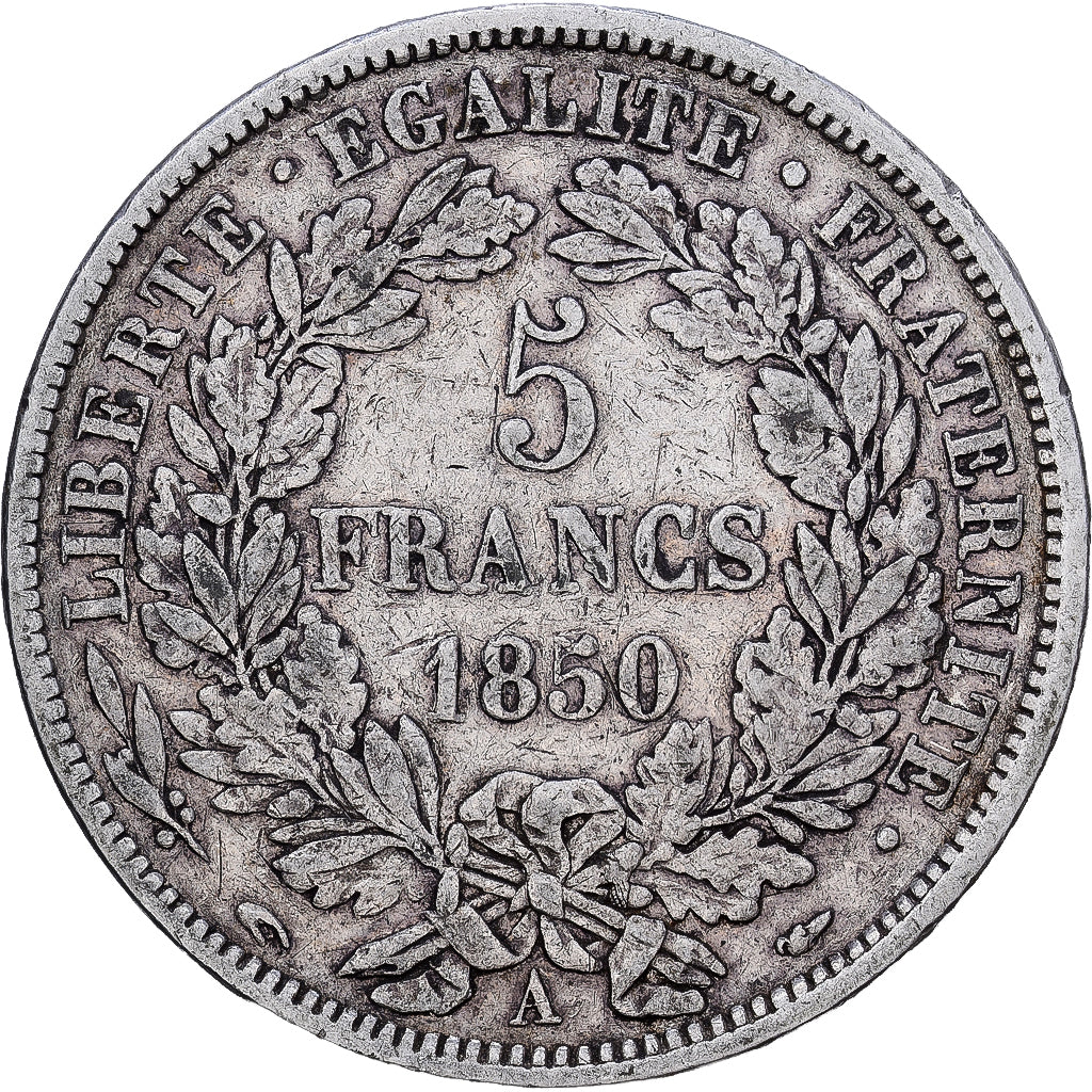Francja, 5 Francs, Cérès, 1850, Paris, Srebro, VF(20-25), KM:761.1
