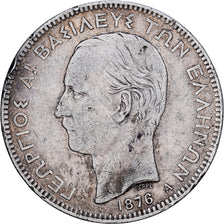 Griechenland, George I, 5 Drachmai, 1876, Paris, Silber, S, KM:46