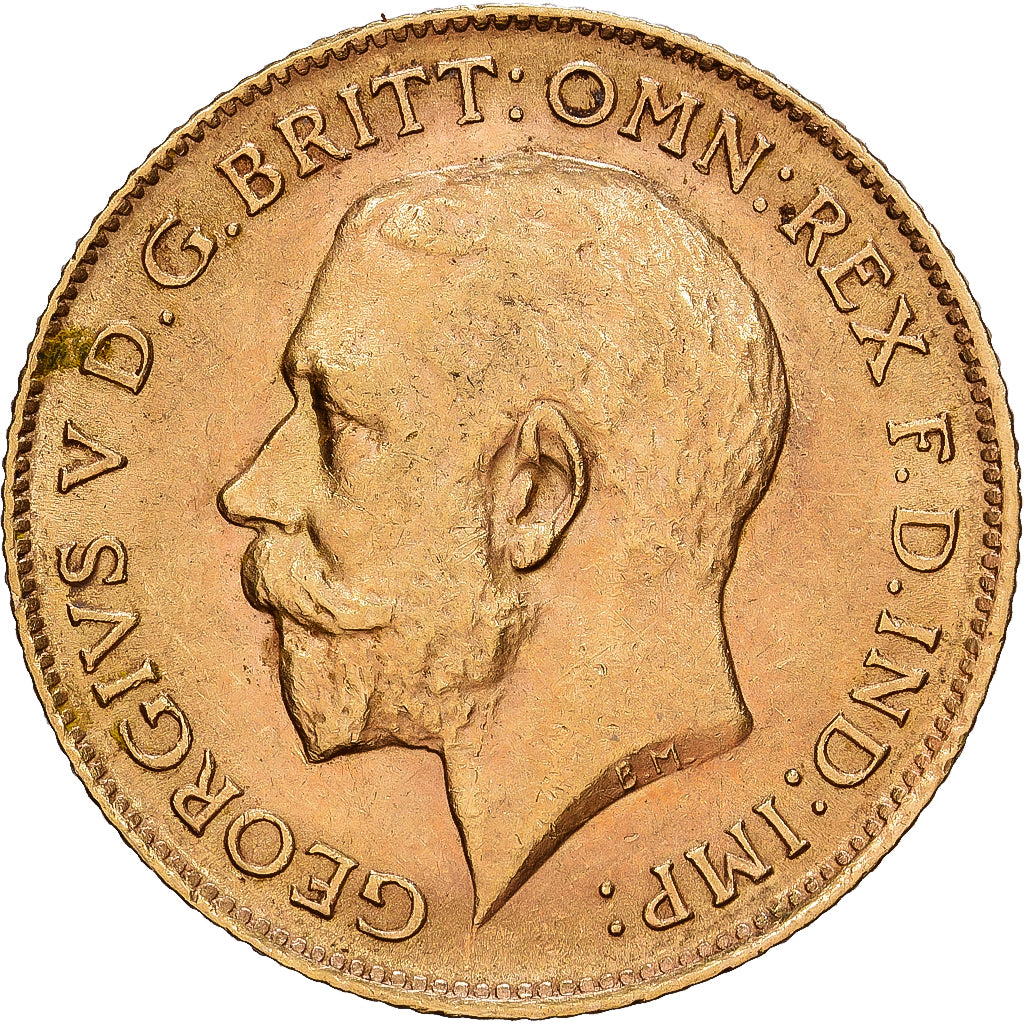 Wielka Brytania, George V, 1/2 Sovereign, 1914, Złoto, EF(40-45), KM:819