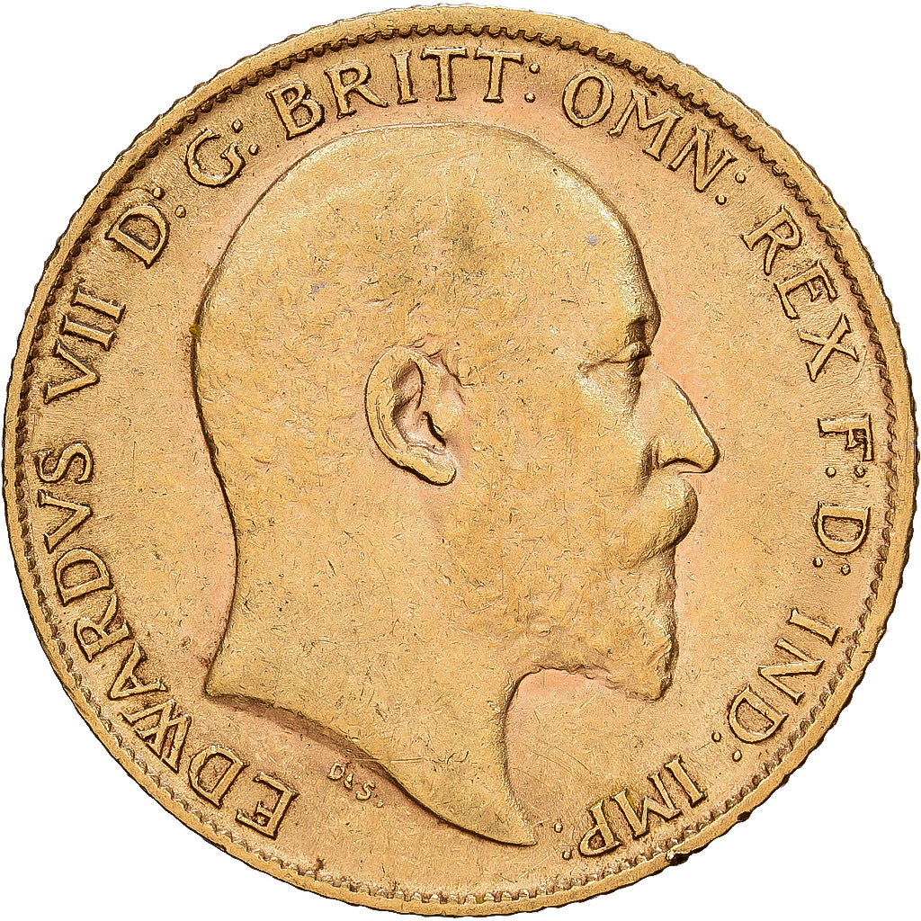 Grande-Bretagne, Édouard VII, 1/2 Souverain, 1909, KM 804