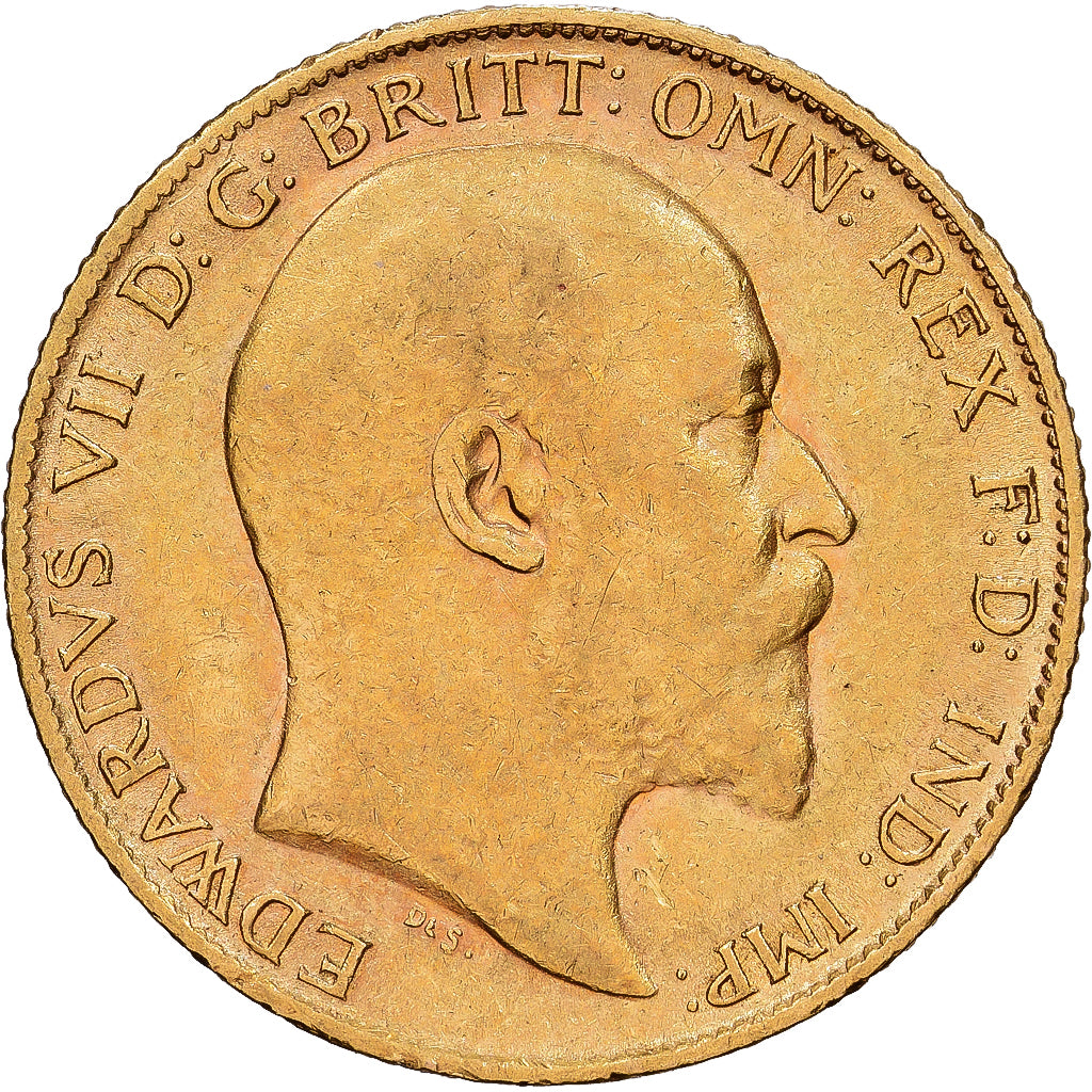 Grande-Bretagne, Édouard VII, 1/2 Souverain, 1908, KM 804