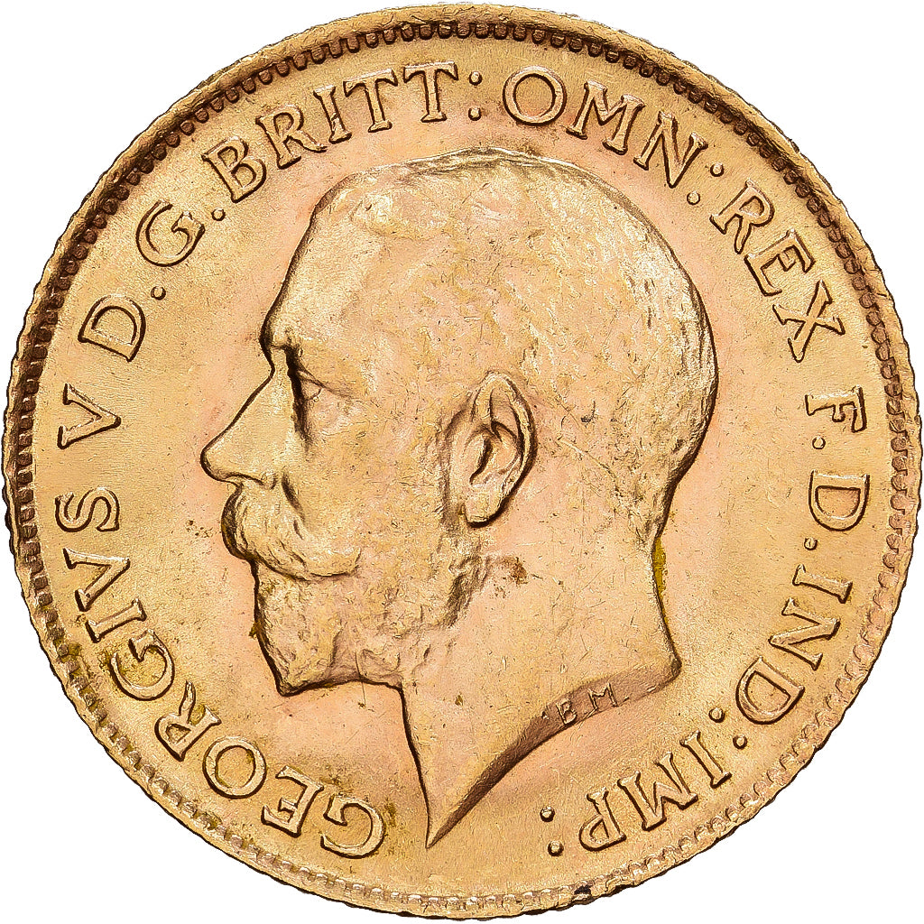GREAT BRITAIN, 1/2 Sovereign, 1914, KM #819, AU(55-58), Gold, 4.01