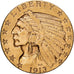 USA, $5, Half Eagle, Indian Head, 1913, U.S. Mint, Złoto, EF(40-45), KM:129