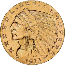 Stati Uniti, $5, Half Eagle, Indian Head, 1913, San Francisco, Oro, BB, KM:129