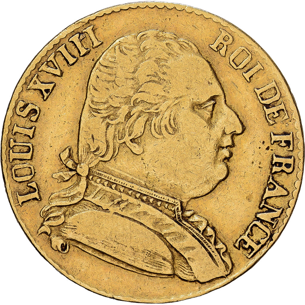 France, 20 Francs, 1815, London, Gold, EF(40-45), KM:1