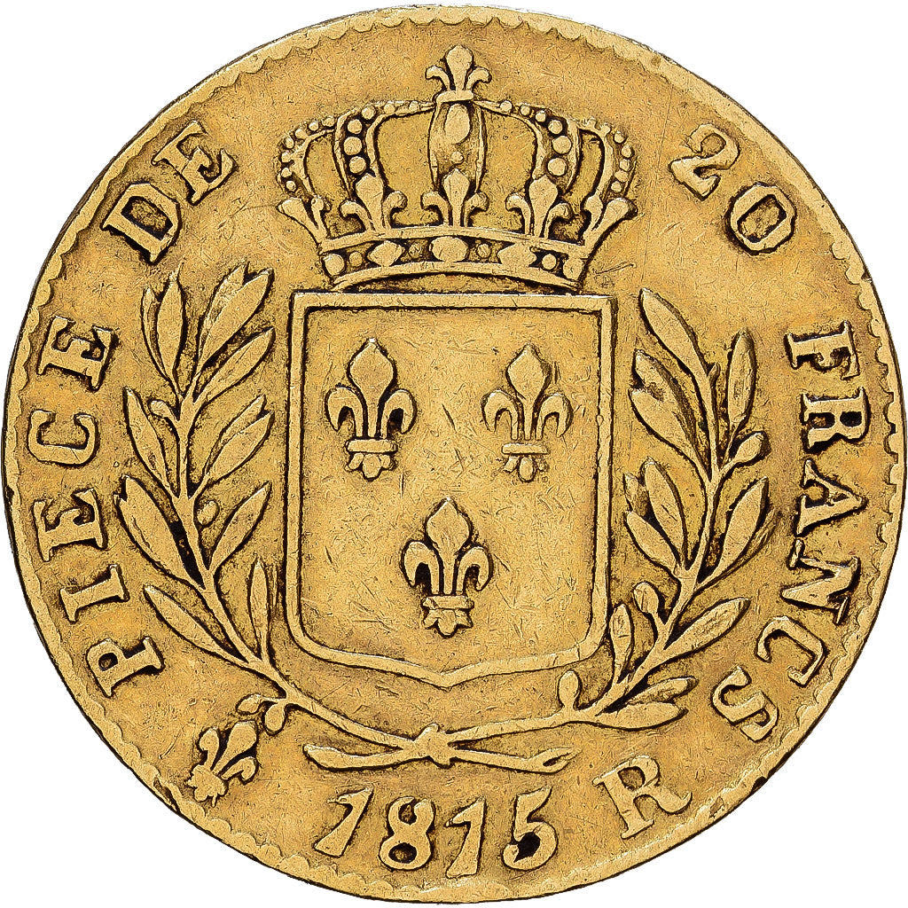 France, 20 Francs, 1815, London, Gold, EF(40-45), KM:1