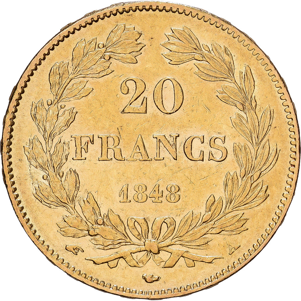 Frankrijk, Louis Philippe I, 20 Francs, 1848, Paris, Goud, FR+, Gadoury:1031