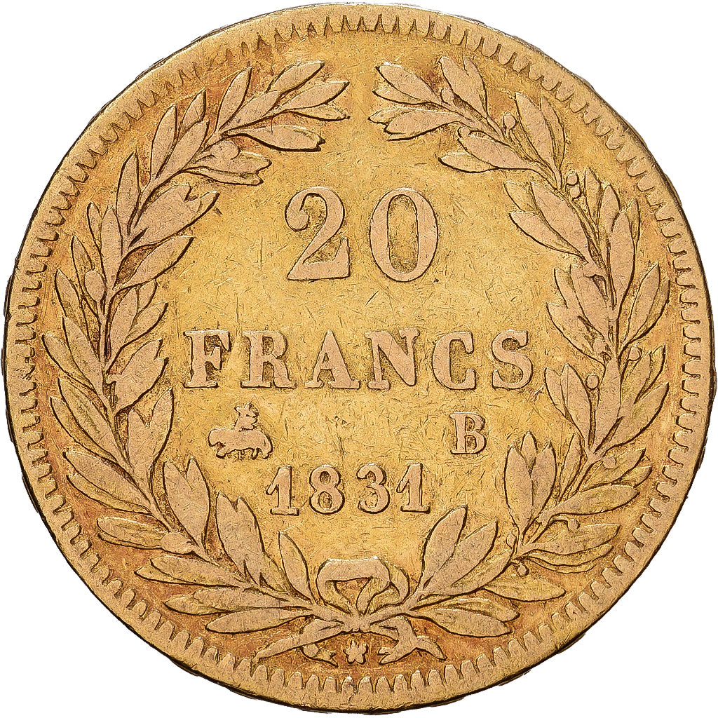 Münze, Frankreich, Louis-Philippe, 20 Francs, 1831, Rouen, S+, Gold, KM:746.2