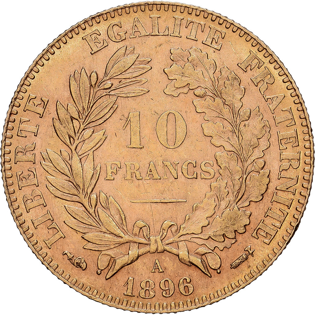 Coin, France, Cérès, 10 Francs, 1896, Paris, EF(40-45), Gold, KM:830