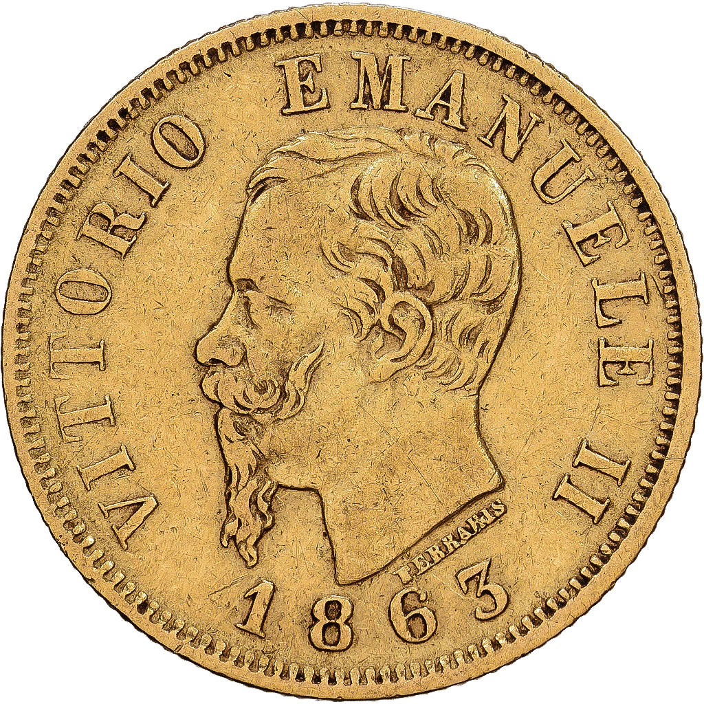 Italy, Vittorio Emanuele II, 10 Lire, 1863, Torino, Gold, EF(40-45), KM:9