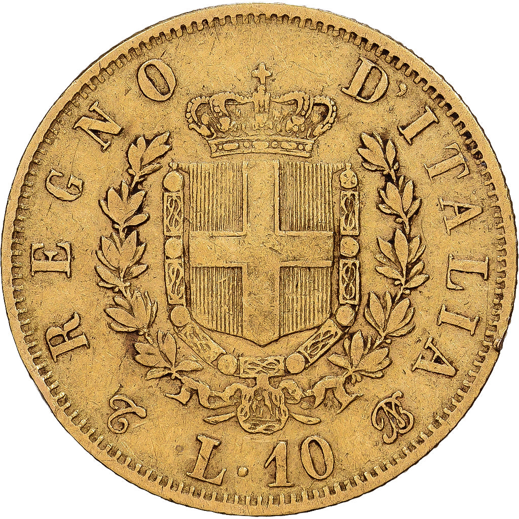 Italy, Vittorio Emanuele II, 10 Lire, 1863, Torino, Gold, EF(40-45), KM:9