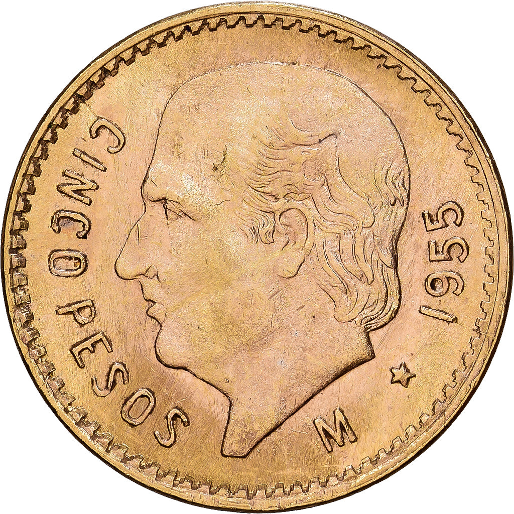 Mexique, 5 Pesos, 1955, Mexico City, TTB+, Or, KM:464