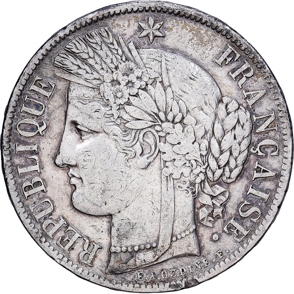 Francia, 5 Francs, Cérès, 1851, Paris, Argento, MB+, KM:761.1