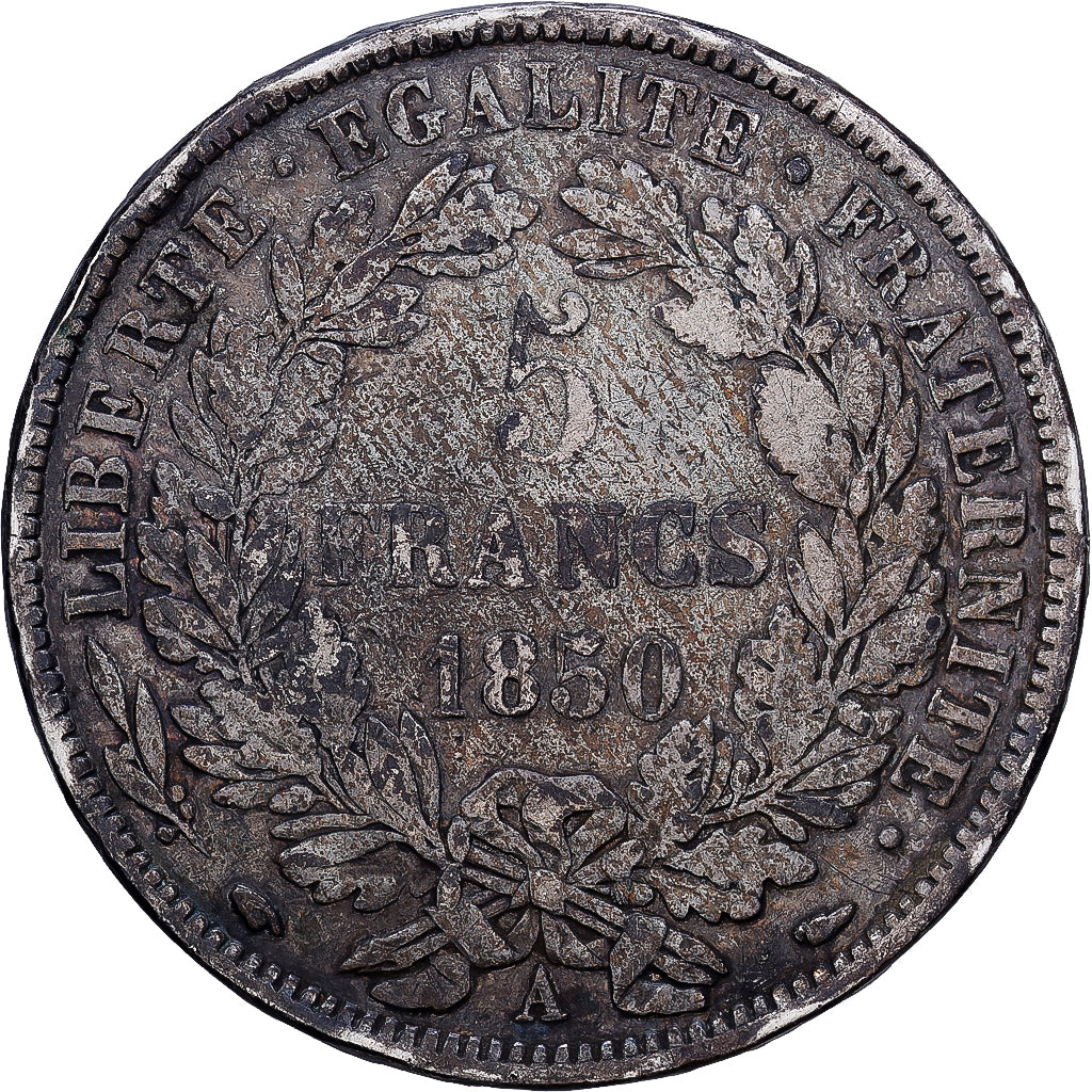 Münze, Frankreich, Cérès, 5 Francs, 1850, Paris, S+, Silber, KM:761.1